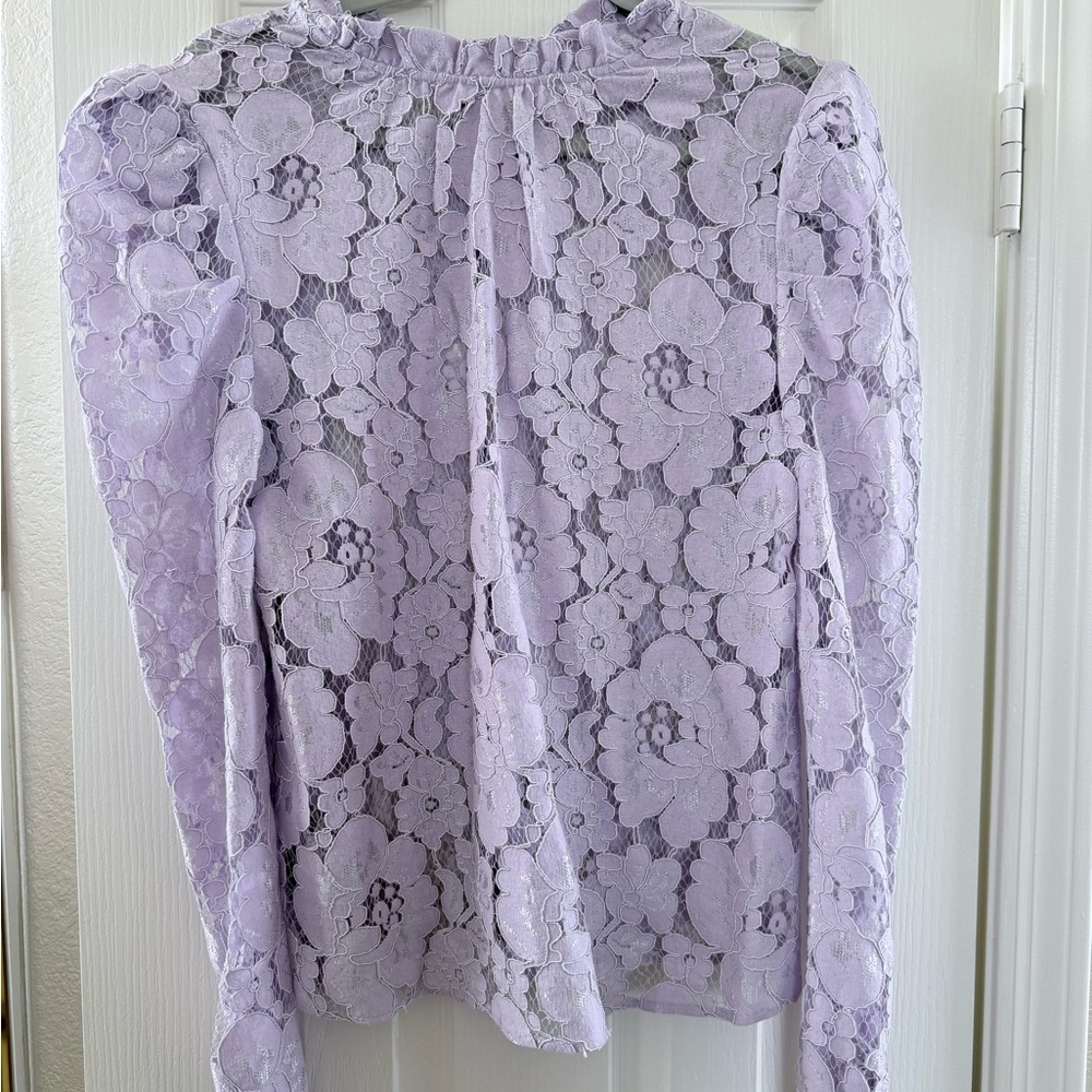 Wayf Lilac Floral Lace Blouse